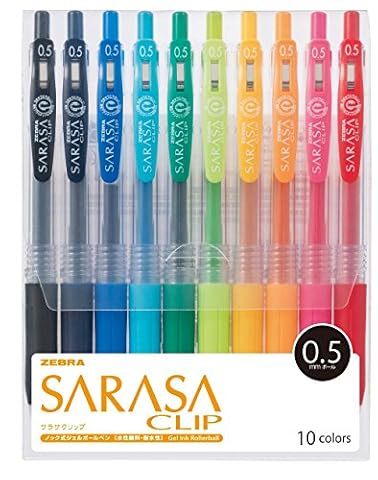 Zebra Długopis żelowy Sarasa klips 0,5 10 kolorów JJ15-10CA