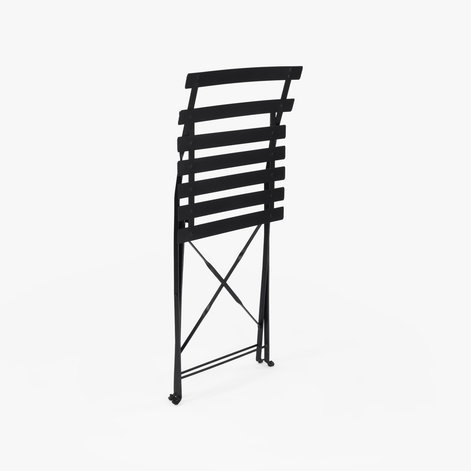 Vaukura Silla Exterior Plegable de Acero Resistente para jardín, terraza, Patio o balcón – Diseño bistrot Estilo Moderno – Acabado anticorrosivo – Negra, Blanca o Verde Oliva – Modelo Aime (Negro)