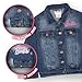 Barbie Girl's Button Up Jean Jacket - Fashion Denim Jacket with Pink Convertible Car Design for Kids (Deep Blue, Size 5/6)