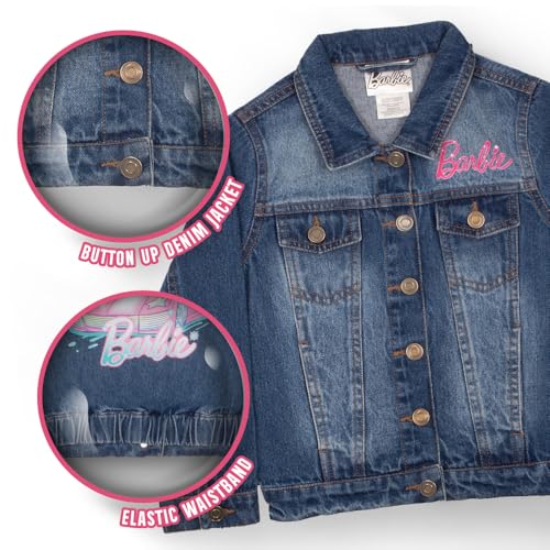 Barbie Girl's Button Up Jean Jacket - Fashion Denim Jacket Print for Kids2