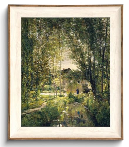 uniro Framed Canvas Wall Art, Vintage Summer Country Landscape Oil Painting, Retro Aesthetic Artwork for Wall Home Living Room Bathroom Bedroom Farmhouse Wall Decor - 10"x12"