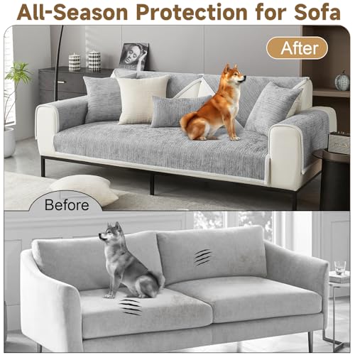 OTOB Capa de sofá para cães lavável em todas as estações, capa antiderrapante de chenille, capas de