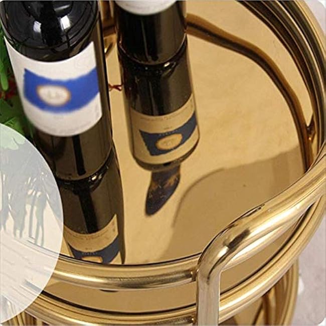 Storage Rack Service Trolley Kitchen Trolley Island Trolley 2-Tier Frame Round Utility Trolley Handle Guard Rail Universal Wheels Commercial 3 Sizes (A 40 X 68 Cm)-ED77xgG4