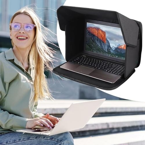 ZFFAFUR Foldable Laptop Sun Shade for Outdoor Use Anti-Glare Screen Cover for Notebooks Portable Computer Sun Visor for Travel and Field Work (Black M)