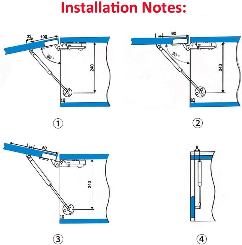 Cabinet Gas Spring Support Rod, Pack of 2 Gas Spring Strut Hydraulic Support Rod for Cabinets Silver 265mm 20N-300N(Rubber Core,150 N)