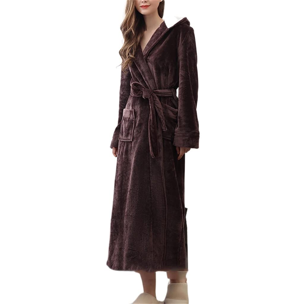 Peignoir kimono à capuche marron avec poche vêtement d'intérieur XL