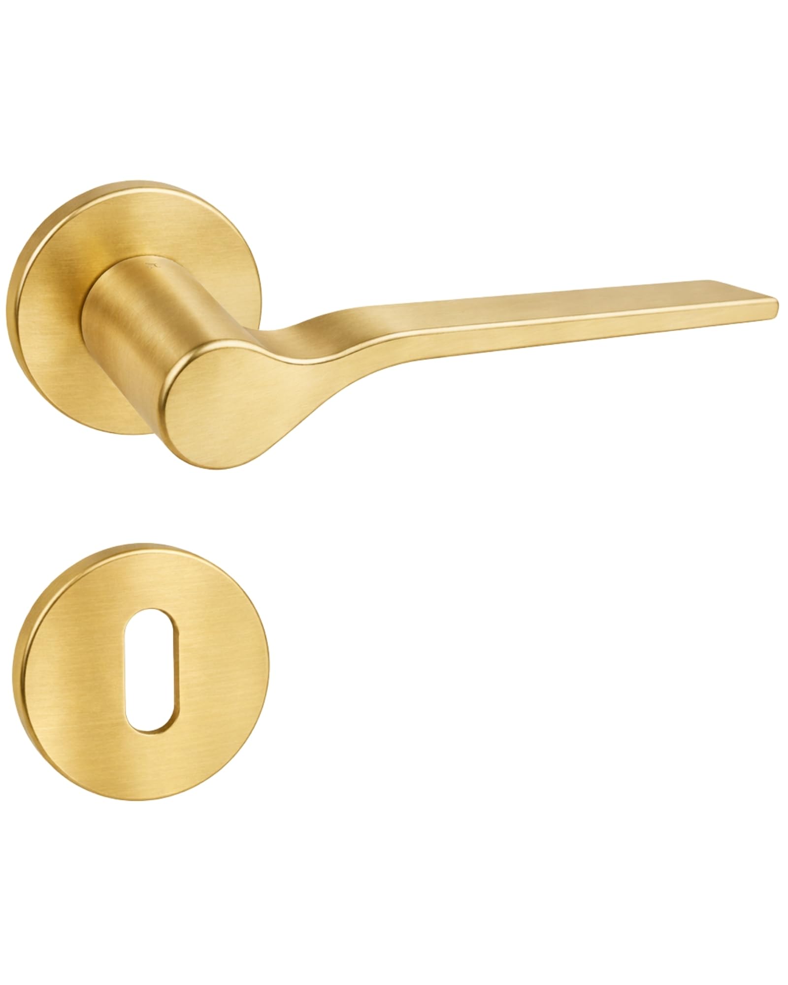 Gedotec ONDA - Set di maniglie per porte interne in metallo, rosetta BB in ottone, maniglia per porta della stanza, rosetta rotonda per porte di spessore da 35 a 47 mm