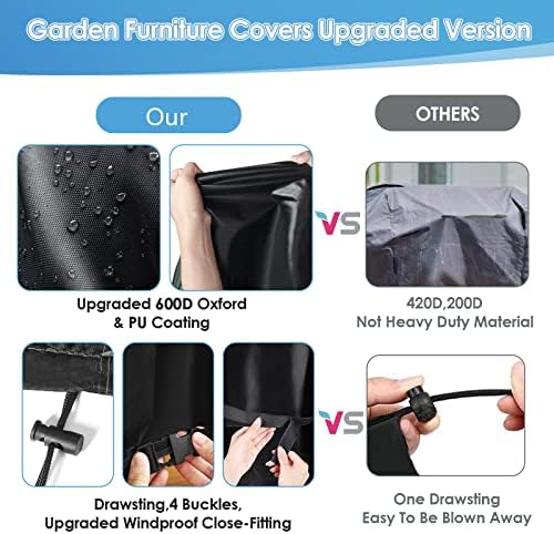 Garden Furniture Cover,230X165X80cm Garden Table Cover 600D Heavy Duty Oxford Polyester Outdoor Patio table Covers Rectangular Cover Windproof,Waterproof&Anti-UV for Chair and Table Rattan Sofa Cover