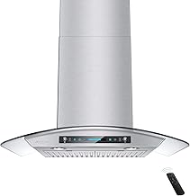IKTCH 30-inch Wall Mount Range Hood Tempered Glass 900 CFM, Kitchen Chimney Vent Stainless Steel with Gesture Sensing & Touch Control Switch Panel, 2 Pcs Adjustable Lights(IKP03-30)