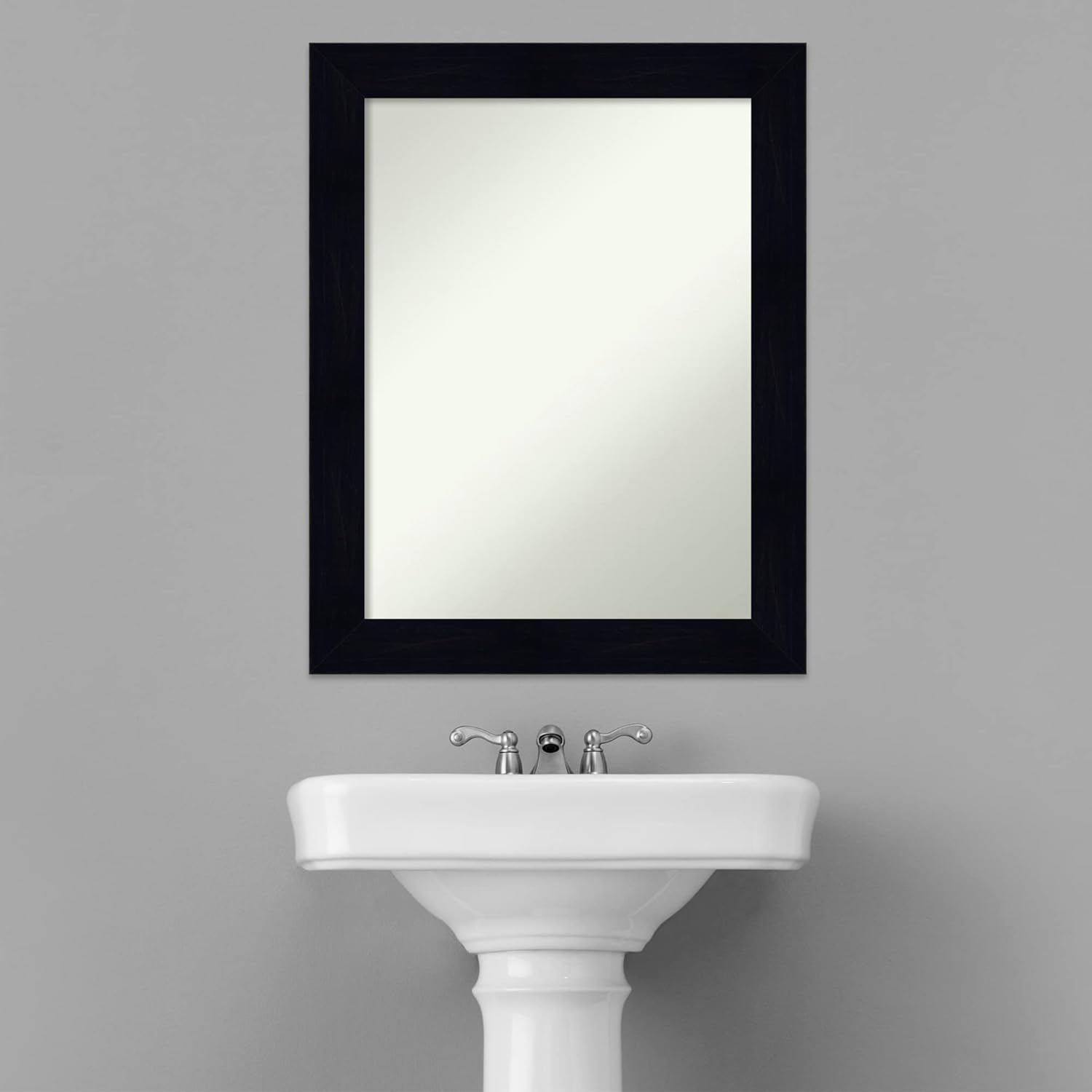 Amanti Art Bathroom Mirror for Over Sink, Vanity Mirror, Wood Frame, Hangs Horizonally and Vertically, Bathroom Wall Decor, Non-Beveled Edge