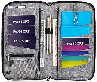 Valante Premium Family Travel Document Organizer Capacious RFID Passport Holder Wallet (Large, gray)