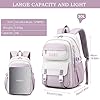 KESUDE Schulrucksack Mädchen Teenager, Groß Schul Rucksack Multi-Tasche Wasserdicht Schulranzen Rucksack Daypacks Backpack School bag Schultasche für Mädchen Damen, Weiß Lila #4