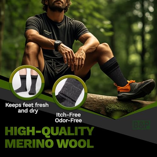 B&P Ultimate Merino Wool Socks for Men & Women - Warm Winter Socks with Moisture Control and Anti-blister Cushioning4