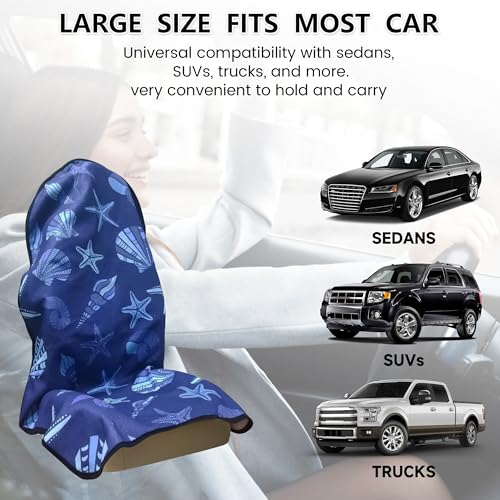 AOTOTON Car Seat Covers 2pcs Waterproof Towel Car Seat Cover Universal Fit for Most Trucks SUV Fitness Athletes Pets Gym and Water Sport，Conch Shells Starfish by AOTOTON - Used condition - Image 7