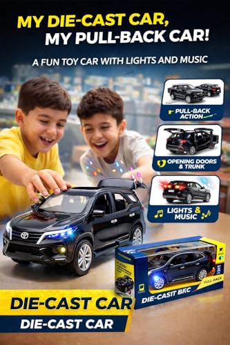 Image of LT /1:32 Scale Fort.uner Die-Cast Pull Back Car Toy for Boys Kids Sturdy Metal Miniature Model Toy Vehicle for Kids Realistic Design Fortuner Toy Car-1[Black] (RED)