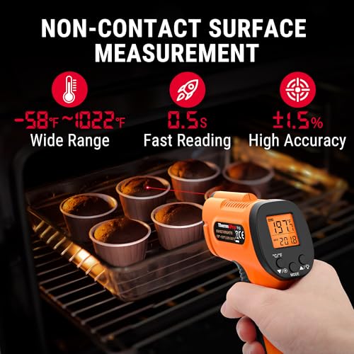 Thermopro TP30+TP01 Temperature Gun, Infrared Thermometer Gun With Laser Pointer thumb #2