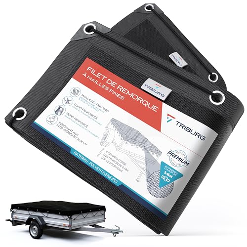 TRIBURG Filet pour remorque à Mailles Fines 2x3 - Filet de Couverture pour remorque pour sécuriser Le Chargement - Filet pour remorque à Mailles étroites