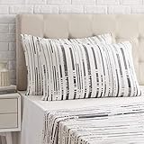 Amazon Basics - Kissenbezug, Satin - 40 x 80 cm x 2, Strukturierte Streifen Anthrazit