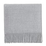 URBANARA 100% Peruvian Baby Alpaca Wool Blanket Arica 51x73 Light Grey — Simple Block Color with an