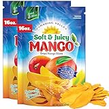 Dried Mango Slices - Delicious Texture Soft & Juicy Low Sugar Added Dried Mango - Naturally Ripened Mangos Dried Fruits - Gluten Free Dry Mangoes Natural Source of Vitamin C, Fiber, (16 oz Mango 2 Pack)