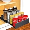 LYNK PROFESSIONAL Pull Out Cabinet Organizer, 10" x 14" Single Tier Slide Out Drawers for Kitchen Cabinets - Sliding Pull-Out Pantry Shelves Home Shelf Organizers - , Black