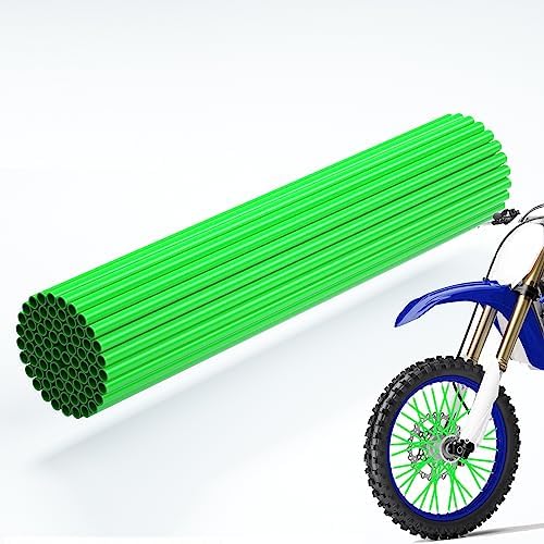 JOYON 72 Pcs Universal Spoke Skins Covers Coats for Kawasaki Honda Yamaha Suzuki Motorcycle Dirt Bike(Green)
