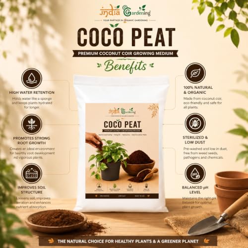 Image of Coco Peat 5kg Organic Coconut Coir Growing Medium | Low EC, Pre-Washed, Loose Texture, For Hydroponics, For Plants & Gardening