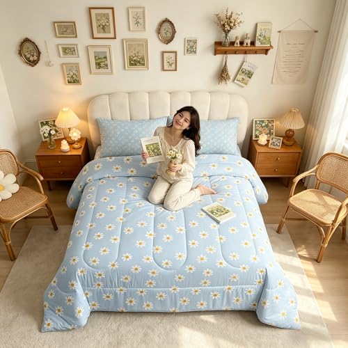 Décoration de chambre pour filles avec parure de lit marguerites