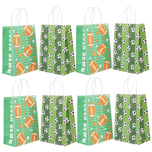 Amosfun 10 Piezas Bolsa de fútbol bolsa de fiesta conformado deportes Presente favor bolsas de bocadillos de fútbol para el equipo bolsas de fiesta de fútbol papel kraft de 120g Verde