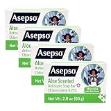 Asepso Antibacterial Bar Soap – 4 Pack 80g / 2.8 oz Each – Antiseptic Cleansing Soap – Choose Scent (Aloe Vera)