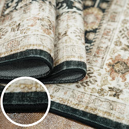 Washable 2x6 Hallway Runner Rug: Soft Kitchen Rug Non Slip Runners with Rubber Backing for Living Room Bedroom Bathroom Non Shedding Farmhouse Carpet Runner (Black, 2X6)