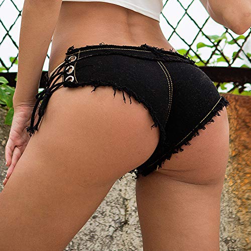Ruofeng Women's Low Waist Sexy Denim Jeans Short Shorts Hot Pants For Nightclubs Bars And Beaches (Black,S) #TOP1