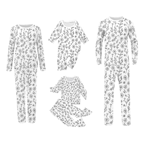 Family Matching Colorable Pajama Sets DIY Hand Painted Homewear Set Holiday Cute Funny Colouring Pajama 2 Piece Sets