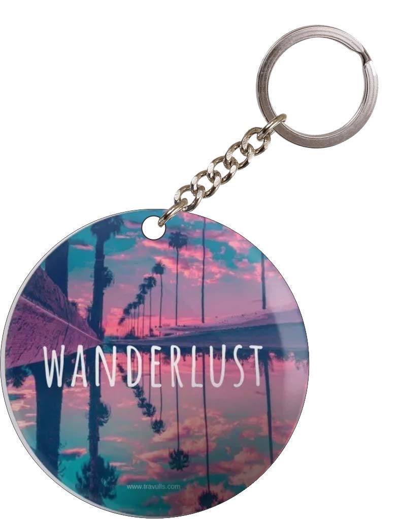 Check Point Wanderlust Wooden Printed KeychainKeyring