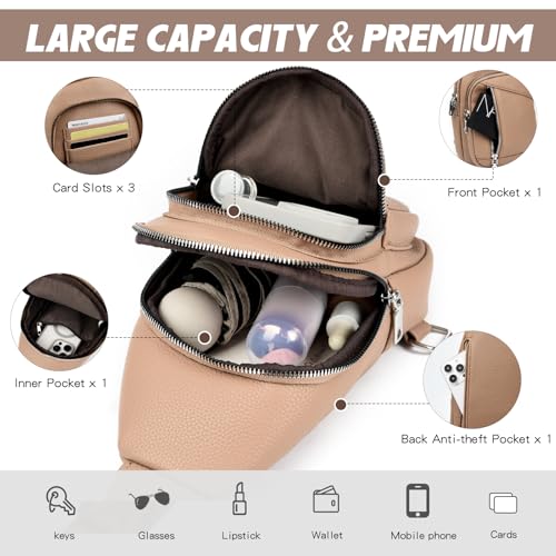 Image of MYHOZEE Small Diaper Bag Crossbody Sling Purse for Women - 2 in 1 Leather Backpack with 2 Straps for Short Trips Work Daily | Mini diaper bag