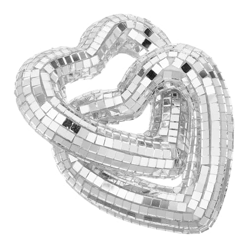 VANZACK Palla da Discoteca a Forma di Cuore Decoro Traforato a Specchio, Ornamento da Tavolo Vintage per Festa degli Innamorati, Decorazione Salvaspazio per Matrimoni e Feste