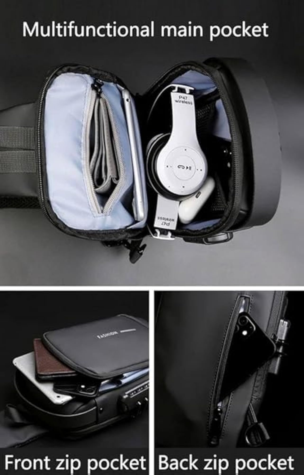 Anti Theft Sling Bag with USB Charging