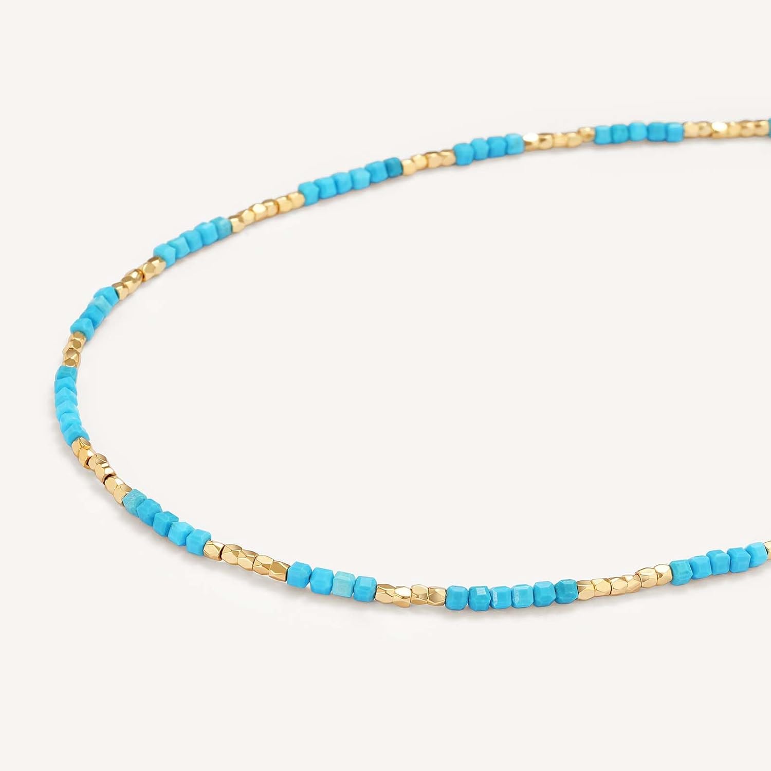 MEVECCO Dainty Gold Choker Necklace for Women 18K Gold Plated Irregular Mixed Beaded Choker Necklace for Her Jewelry Gift - Image 6