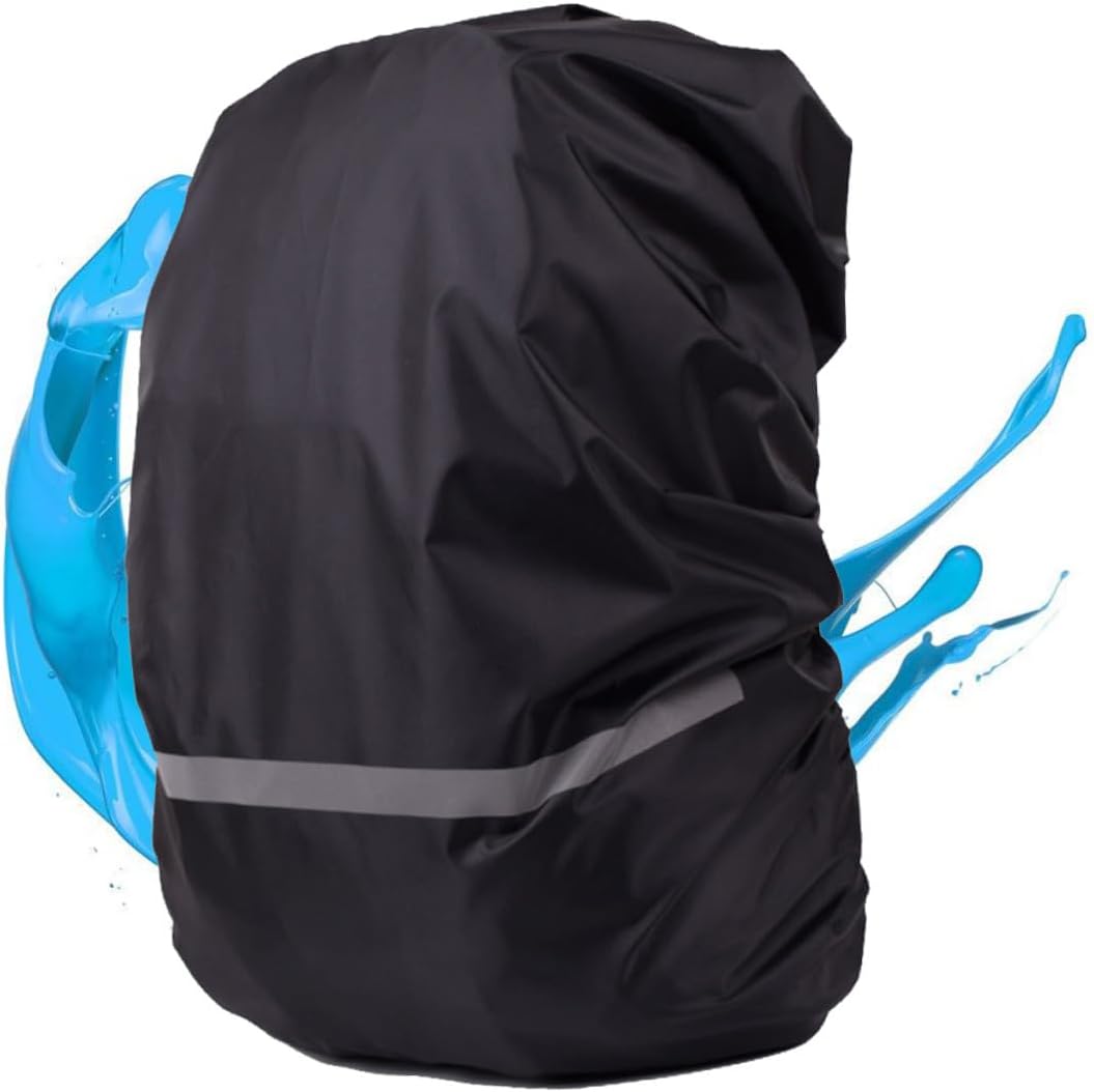 Luxshiny Backpack Rain Cover with Reflective Strips Dustproof and Bag Protector for Hiking Climbing Travel Lightweight and Portable Black