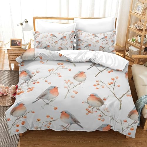 Housse de couette oiseaux impression 3d idée cadeau lit super king