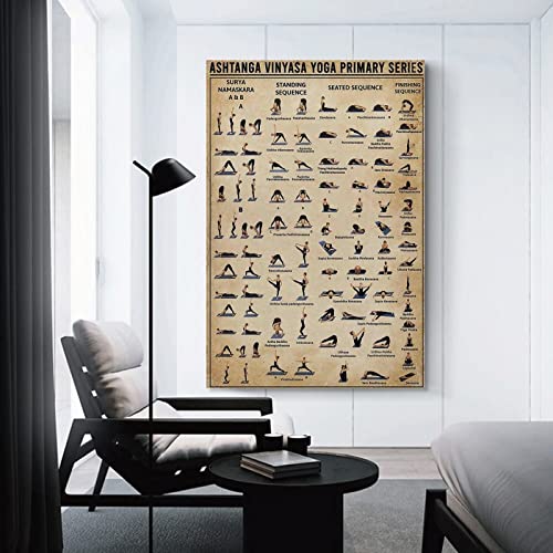 Retro Poster Yoga Poster Ashtanga Vinyasa Yoga Primary Series Poster Decorative Painting Canvas Wall Art Living Room Posters Bedroom Painting 12X18Inch(30X45Cm) #TOP2