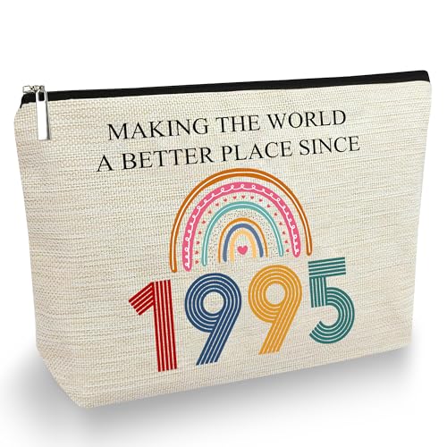 30th Birthday Gifts For Her, Women - Gifts for 30th Birthday - Valentine Gift For Her - 30th Birthday Women - 30th Birthday Decorations For Sister, Friend - 1995 Canvas Makeup Bag - Turning 30th Gifts