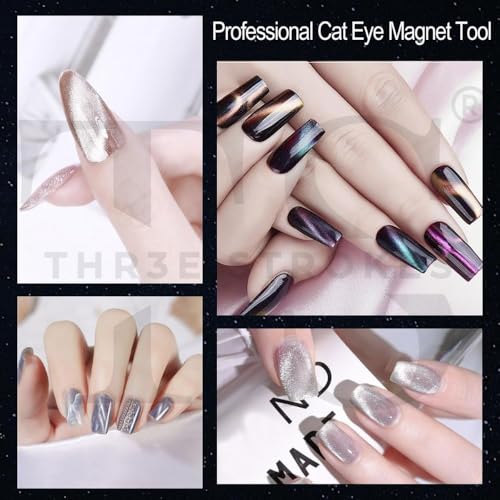 Image of THR3E STROKES 3 in 1 Nail Magnet, Multifunctional Cat Eye Gel Nail Polish Magnet Pen, 3D Magnetic Nail Polish Stick for Home DIY, Salon, Studio, Nail Art Design Tools (3 IN 1)(DARK BROWN)