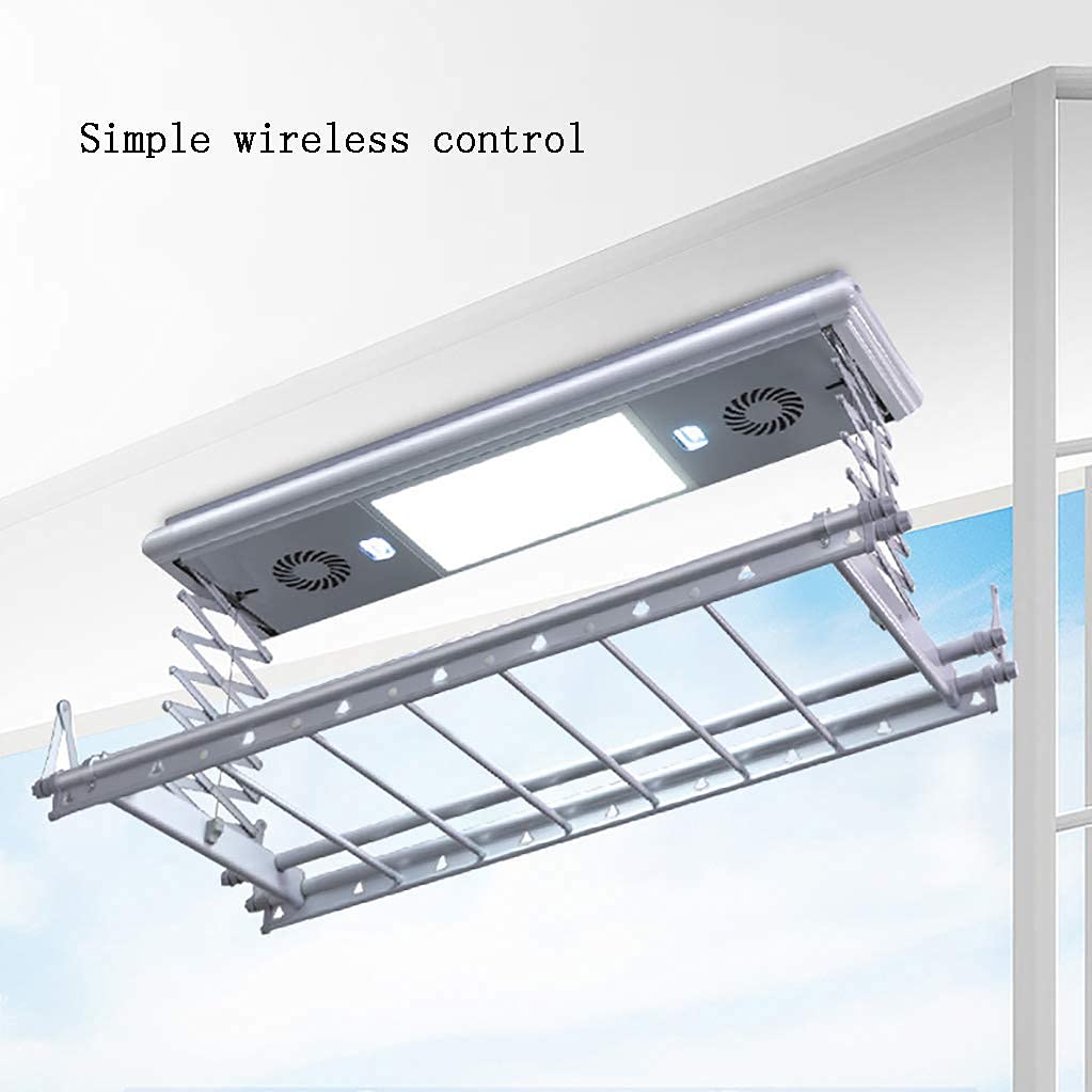 FAXIOAWA Stendibiancheria,Asta Appendiabiti a Sollevamento Automatico Intelligente sul Balcone,Telecomando Senza Fili per Balcone Asta stendibiancheria telescopico a Quattro Barre Illuminazione a LED