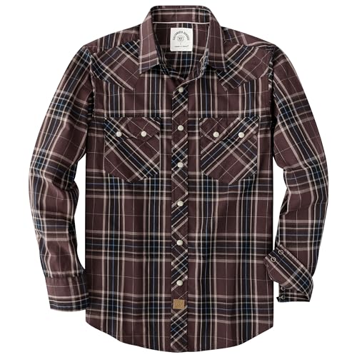 Dubinik® Freizeithemden Für Herren Westernhemd Druckknöpfen Cowboy Kariertes Baumwolle Comfort Fit Langarm Arbeitshemd