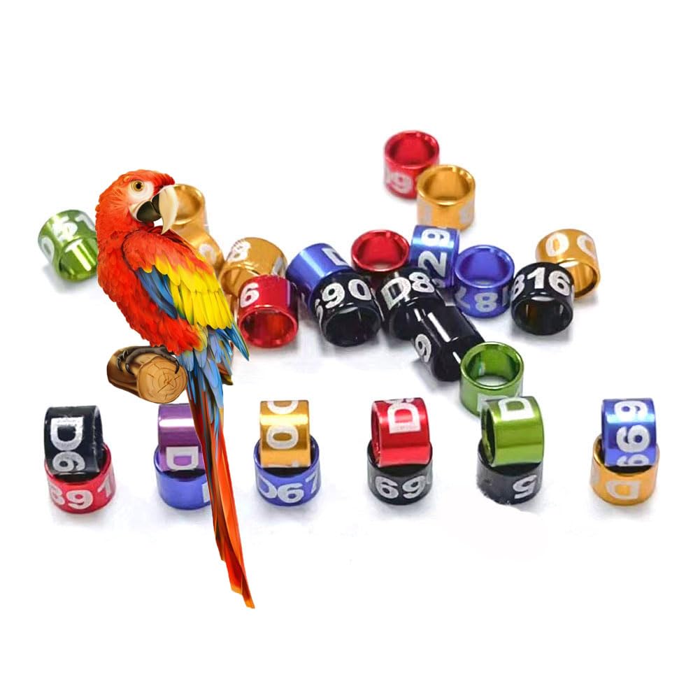 Anillos de Pata de Paloma de Aluminio Planos numerados Etiquetas de identificación de Paloma de Anillo Dividido(Mixed Colors4.0mm,100pc)