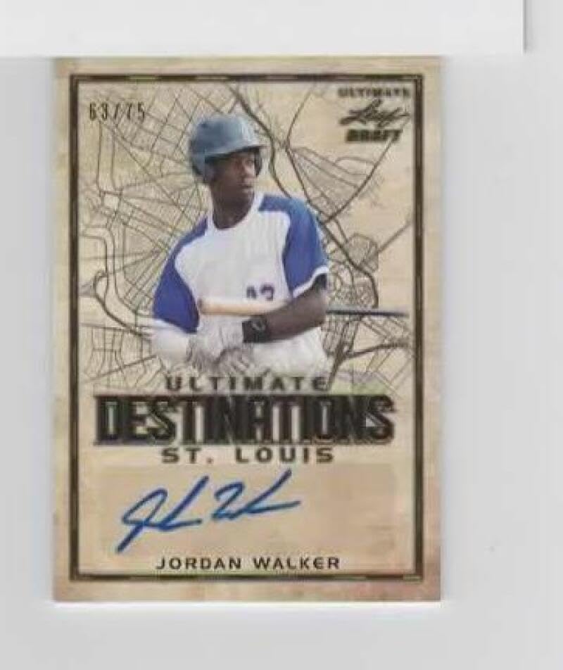 2020 Leaf Ultimate Draft Destinations Autograph Gold #UD-JW1 Jordan Walker RC AUTO 63/75 Baseball Trading Card St Louis Cardinals