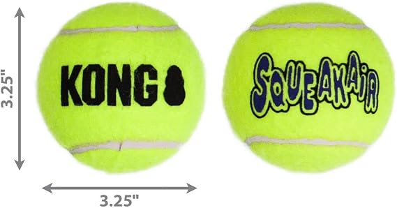 KONG - Squeakair Balls - Dog Toy Premium Squeak Tennis Balls, Gentle on Teeth - For Large Dogs (2 Pack)