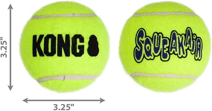 KONG - Squeakair Balls - Dog Toy Premium Squeak Tennis Balls, Gentle on Teeth - For Large Dogs (2 Pack)