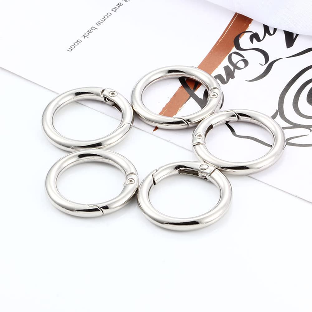 6 Moschettoni Tondi In Lega Di Zinco - Diametro 28mm, Argento, Per Portachiavi, Zaini E Artigianato - Foto 12